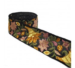 Embroidery Embroidered border in yellow and black silk 7 cm wide Babachic by Moodywood