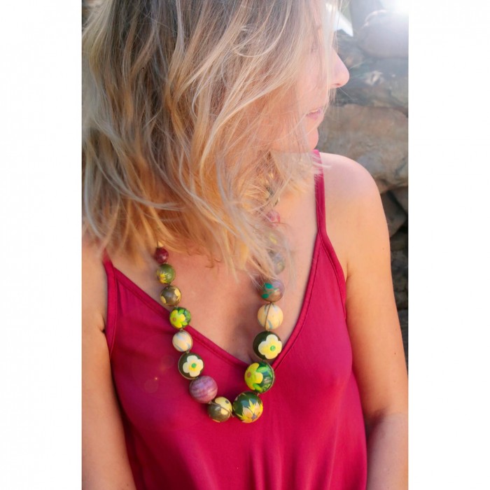 Collares Collar corto con cuentas de madera de color verde Babachic by Moodywood