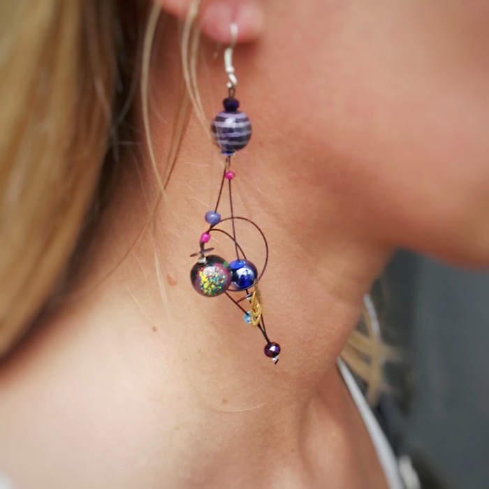 Boucles d'oreilles Boucles d’oreilles fines noir aubergine Babachic by Moodywood