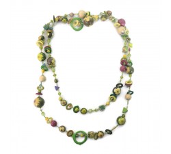 Necklace Retro light and extra long green color
