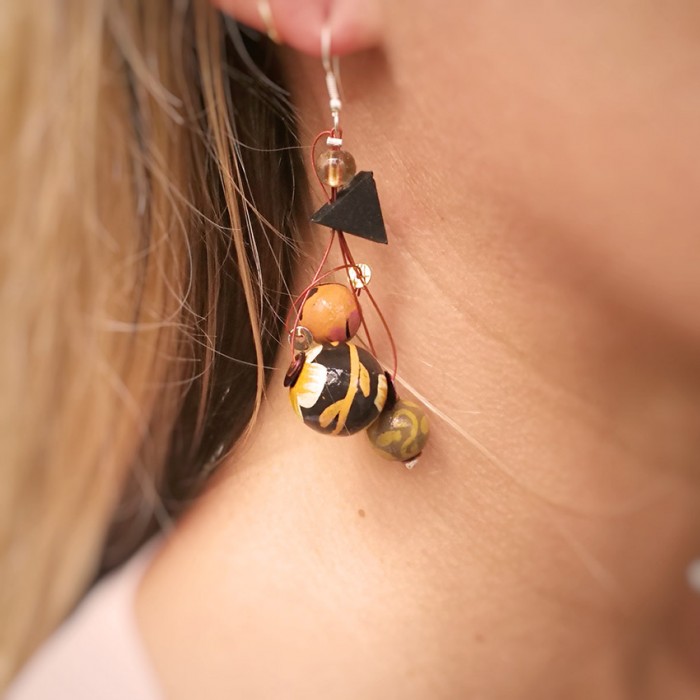 Boucles d'oreilles Boucles d’oreilles Fleurs 7 cm marron orangé Babachic by Moodywood