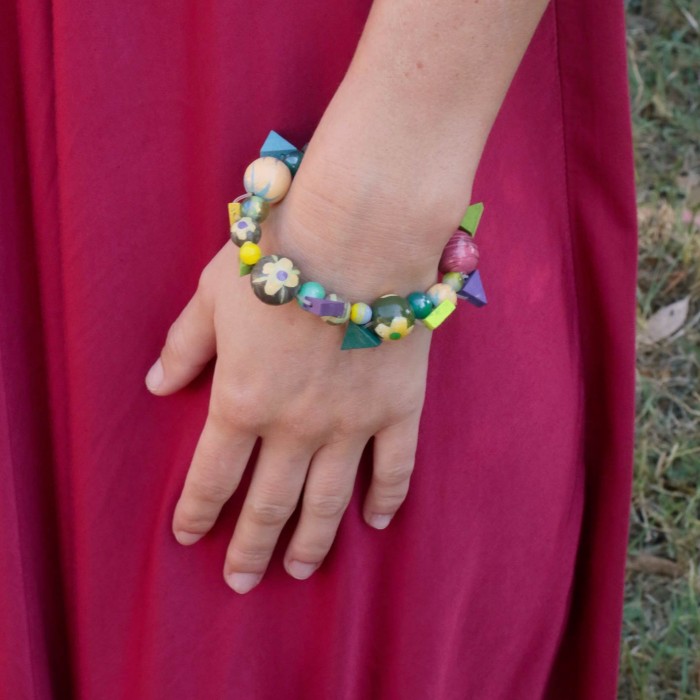 Bracelets Green wooden beads Bohemian bracelet Babachic by Moodywood