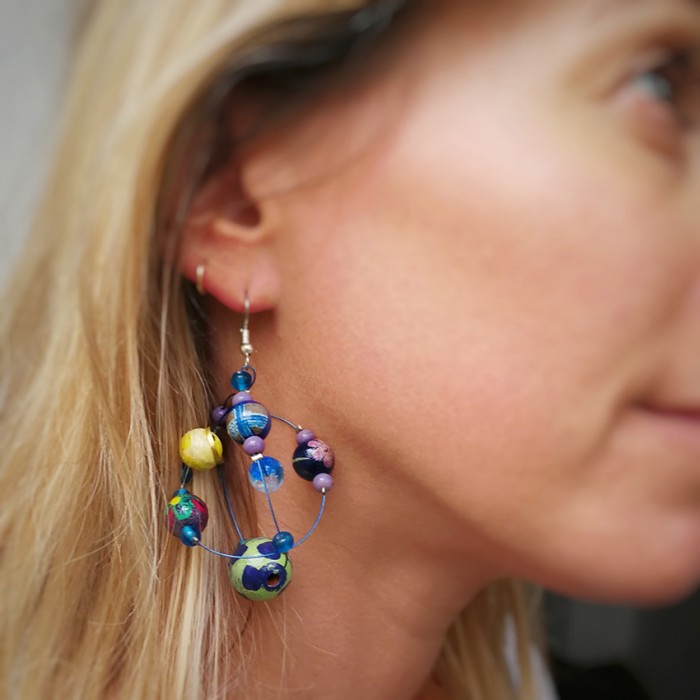 Earrings Round yellow and blue earrings Babachic by Moodywood