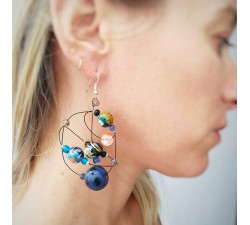 Earrings Round dark blue earrings Babachic by Moodywood