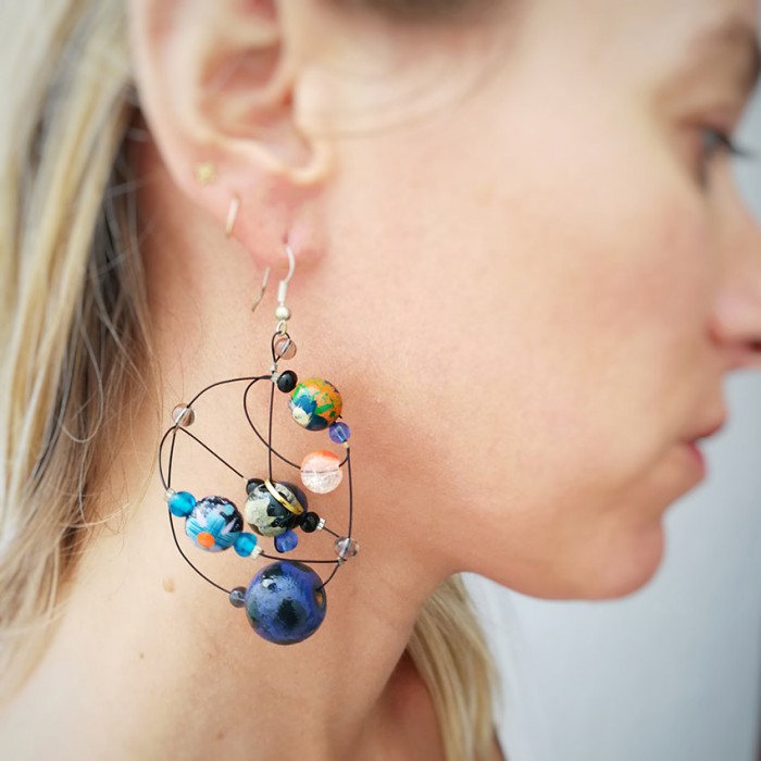 Earrings Round dark blue earrings Babachic by Moodywood
