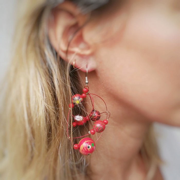 Boucles d'oreilles Boucles d’oreilles rondes rouge intense Babachic by Moodywood