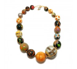 Necklaces Orange brown wooden beads necklace Babachic by Moodywood
