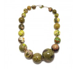 Necklaces Khaki wooden beads necklace Babachic by Moodywood