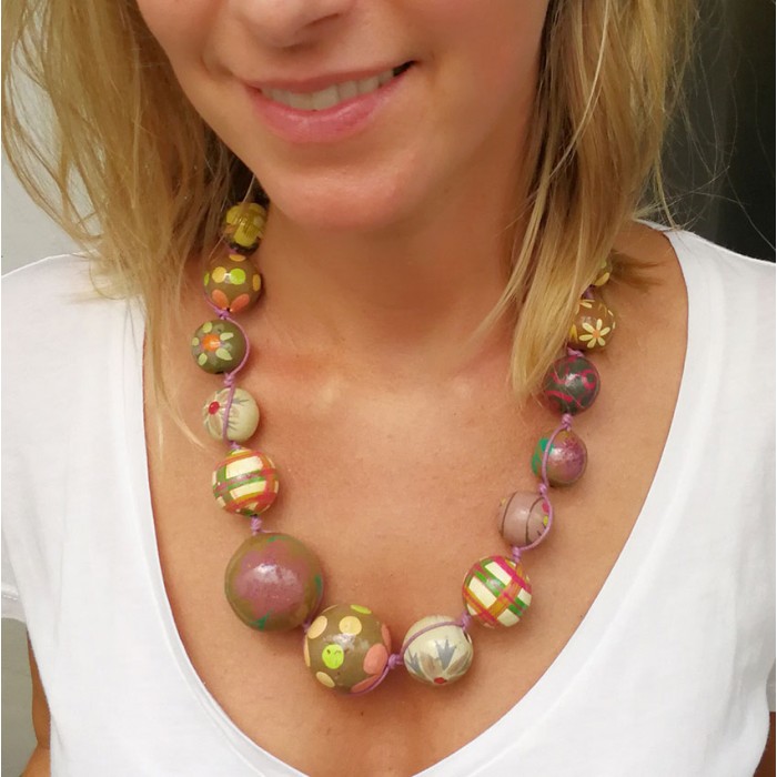 Necklaces copy of Red and purple wooden beads necklace Babachic by Moodywood