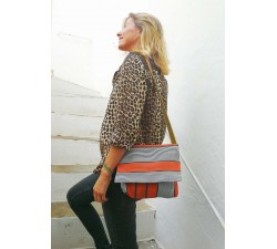 Handbags Orange and black small flap handbag Babachic by Moodywood