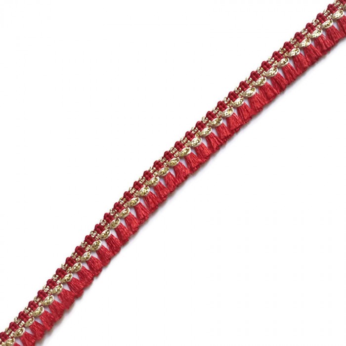 Fringe Tassels ribbon - Red - 15 mm
