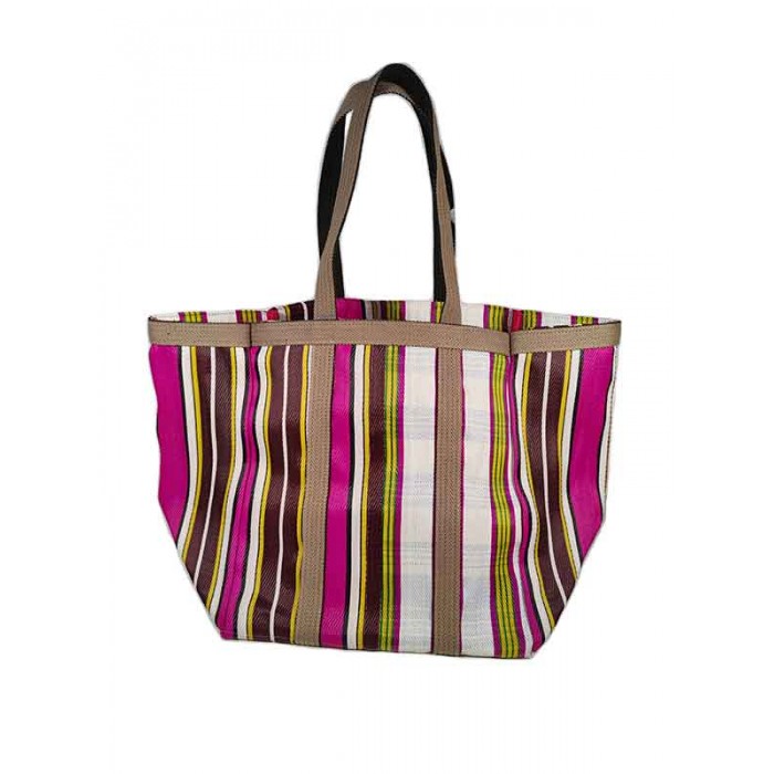 Bolsos XXL Picnic Medium rosa, amarillo, blanco y marrón