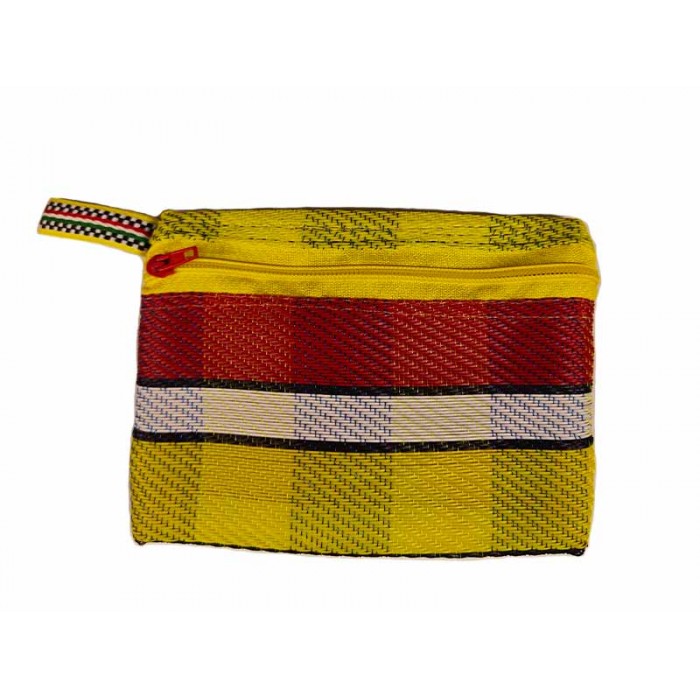 Pocket Pouch Monederito de bolsillo amarillo, rojo y blanco