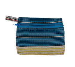 Pocket Pouch Porte monnaie bleu et blanc rayé