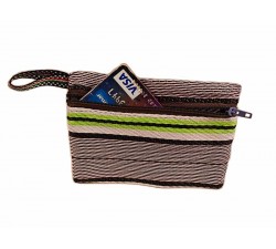 White with black and green stripes pocket purse
