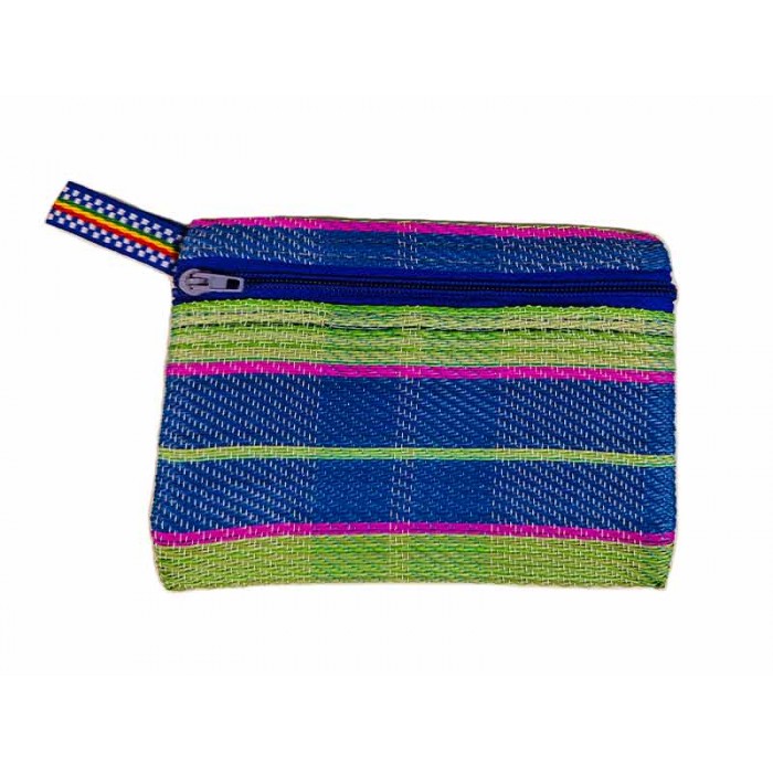 Pocket Pouch Porte monnaie vert, bleu et fuchsia