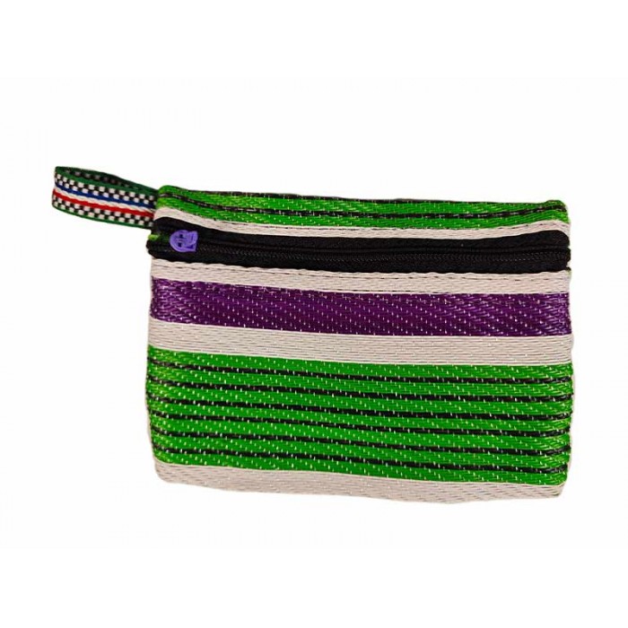 Pocket Pouch Porte monnaie vert, violet et blanc