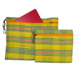 Pouches 2p sets Pouches 2p sets yellow with light blue and fuchsia stripes