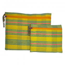 Pouches 2p sets Pouches 2p sets yellow with light blue and fuchsia stripes
