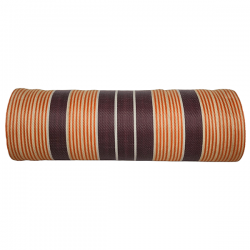 Striped recicled plastic Brown, orange and ecru recycled plastic fabrics