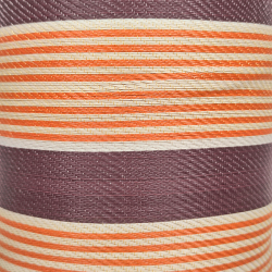 Striped recicled plastic Brown, orange and ecru recycled plastic fabrics