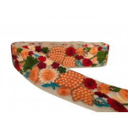 Inicio Bordado floral en tonos naranjas, rojos y verdes de 5,5cm Babachic by Moodywood