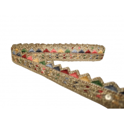 Home 3cm gold zigzag multicoloured sequin embroidered ribbon Babachic by Moodywood