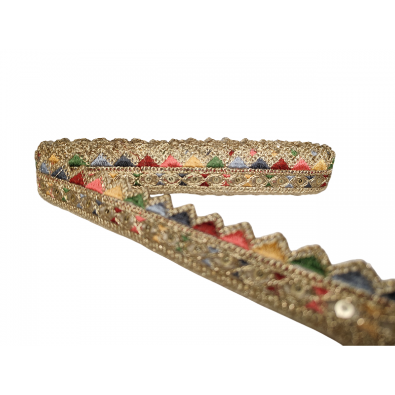 Home 3cm gold zigzag multicoloured sequin embroidered ribbon Babachic by Moodywood