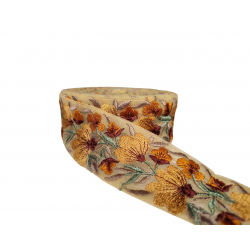 Inicio Cinta floral bordada en tonos amarillos, naranjas y marrones de 5cm Babachic by Moodywood