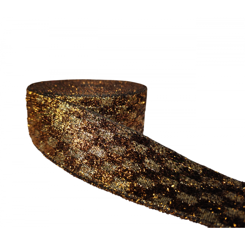 Home 5cm Brown and Gold Glitter Ribbon. Babachic by Moodywood