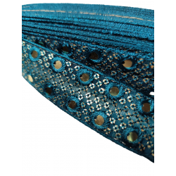 Inicio Cinta en tono azul turquesa oscuro bordada con espejos sobre tela de tul de 3cm. Babachic by Moodywood