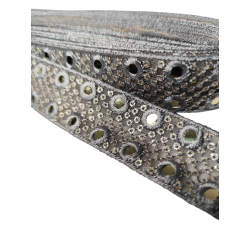 Home Grey embroidered mirror ribbon on tulle fabric 3cm Babachic by Moodywood
