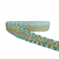 Inicio Cinta bordada turquesa, dorada y rosa salmón con lentejuelas de 4,5cm Babachic by Moodywood
