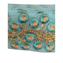 Inicio Cinta bordada turquesa, dorada y rosa salmón con lentejuelas de 4,5cm Babachic by Moodywood