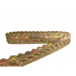 Home Pastel multicoloured gold zigzag embroidered ribbon 3cmwith sequins Babachic by Moodywood