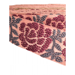 Inicio Cinta rosa bordada en morado y gris de 5cm. Babachic by Moodywood
