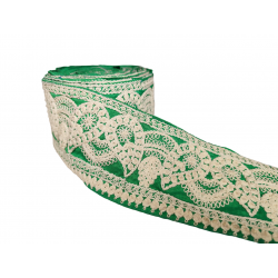 Inicio Cinta verde bordada en blanco roto de 9,5cm Babachic by Moodywood