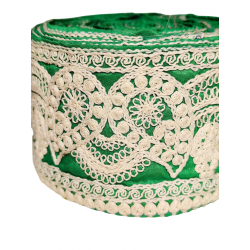 Inicio Cinta verde bordada en blanco roto de 9,5cm Babachic by Moodywood