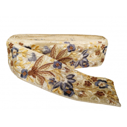 Inicio Cinta floral bordada en tonos marrones, amarillos y azules de 65mm Babachic by Moodywood