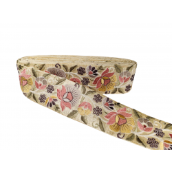 Merceria & Tela Cinta floral bordada en tonos pastel de 6cm Babachic by Moodywood