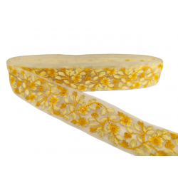 Inicio Cinta floral bordada en tonos amarillos con lentejuelas de 40mm Babachic by Moodywood