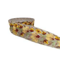 Inicio Cinta floral bordada en tonos amarillos y marrones de 45mm Babachic by Moodywood