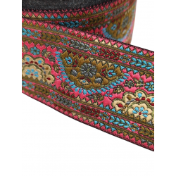 Merceria & Tela Cinta bordada motivos florales rosa, azul y verde de 5cms Babachic by Moodywood