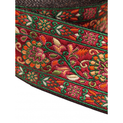 Inicio Cinta burdeos bordada con motivos florales rojos, verdes y naranjas de 5cms Babachic by Moodywood