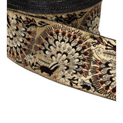 Home Beige and Brown Peacock Embroidered Trim Ribbon 5cm Babachic by Moodywood