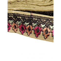 Home Pink, Green and Black Floral Embroidered Ribbon 35mm Babachic by Moodywood