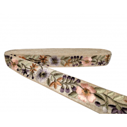 Inicio Cinta floral en tonos pastel rosa, morado, verde y marrón 28mm Babachic by Moodywood