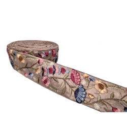 Merceria & Tela Cinta rosa palo con bordado floral de 40mm Babachic by Moodywood