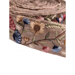 Mercerie & Tissus Ruban rose pâle avec broderie florale 40mm Babachic by Moodywood