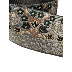 Inicio Cinta bordada floral tono gris, verde, marrón y beige 50mm Babachic by Moodywood